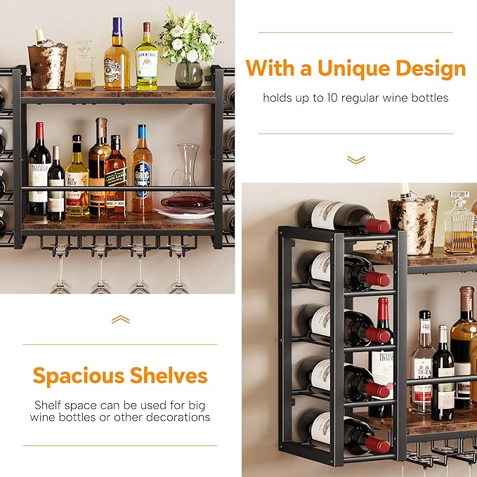 Homeiju Wall Mount Wine Rack 40 (31.9" W x 9.8" D x 19.7" H)