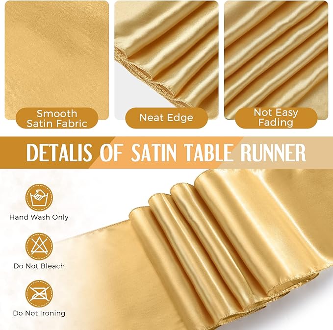 Tudomro 12 Pcs Black and Gold Disposable Plastic Tablecloths and Satin Table Runner Set 54x108 Inch Tablecloth 12x108 Inch Table Runners for New Year Wedding Birthday Baby Shower Graduation