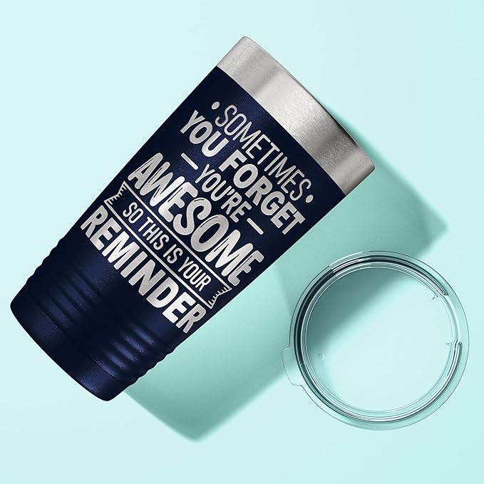 Spotted Dog Company Inspirational Tumbler, Inspirational Gifts for Men Dad Father Wife Sister Women, Birthday For Him Her, You?셱e Awesome Tumbler, Teacher Coworker Gifts 20oz Navy Blue