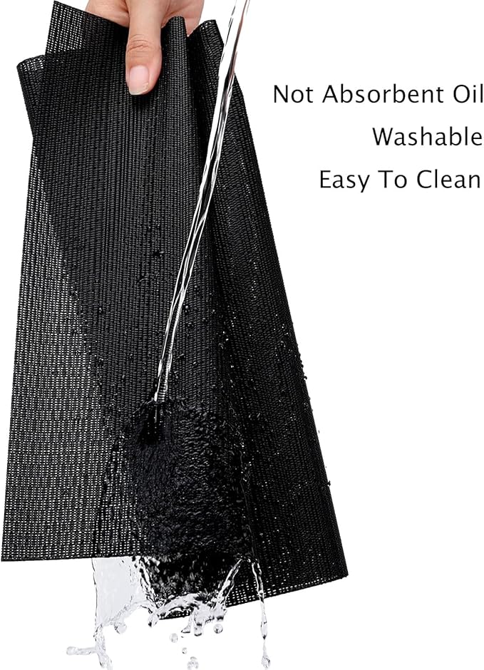 Myir JUN Placemats Set of 4, Vinyl Woven Placemats Place Mats Indoor Set of 4 Washable Table Mats Non-Slip Place mats for Dining Table (Black, Set of 4)