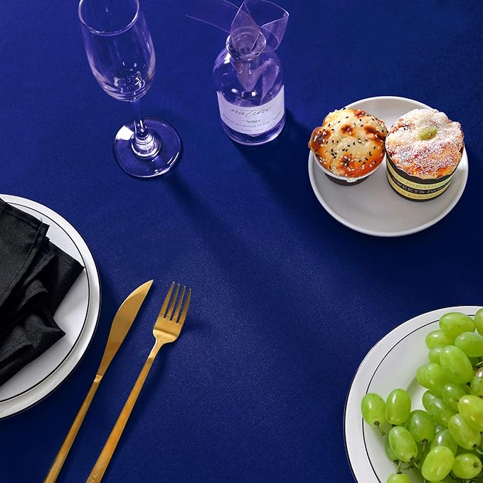 Cupuamon 60 inch Round Tablecloth Washable Polyester Table Cloth Decorative Table Cover for Wedding Party Dining Banquet（60 inch,Royal Blue）