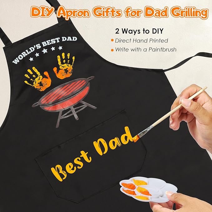 Funny Gifts for Dad - DIY World?셲 Best Dad Birthday Gift Grilling Plate with Handprint (11 inch), Cool Dads Gift from Daughter Son Wife Kids - Dad Gifts for Fathers Day Papa New Daddy