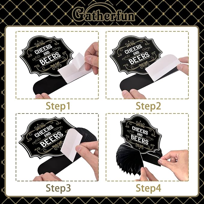 Whiskey pattern Birthday Party Decorations for MenTable Centerpiece Whiskey Honeycomb Table Toppers for 30th 40th 50th 60th 70th 80th Birthday decorations