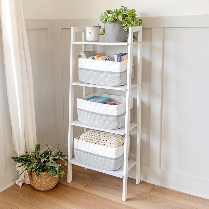 NaturalCozy Storage Baskets 16.8?쓝13?쓝7.6??Cotton Rope Woven Baskets for Organizing 3-Pack | Toy Storage Bins | Basket for Shelves, Laundry, Blanket, Clothes, Closet, Kitchen, Bathroom, Gifts
