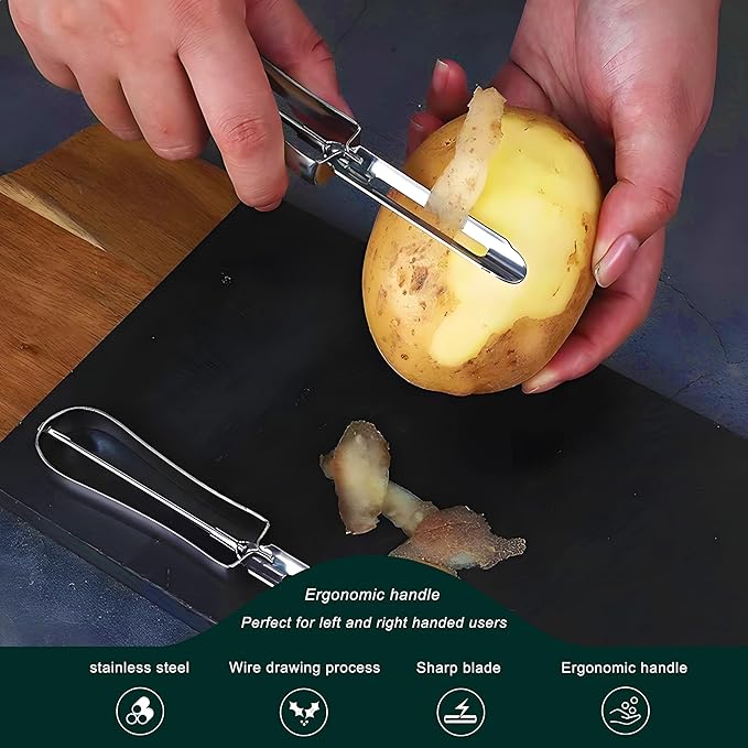 Sokalchw Best Vegetable Carrot Potato Peelers for Kitchen, 2 Pcs, Just Like Mom's old steel Fruits Peeler(52877)
