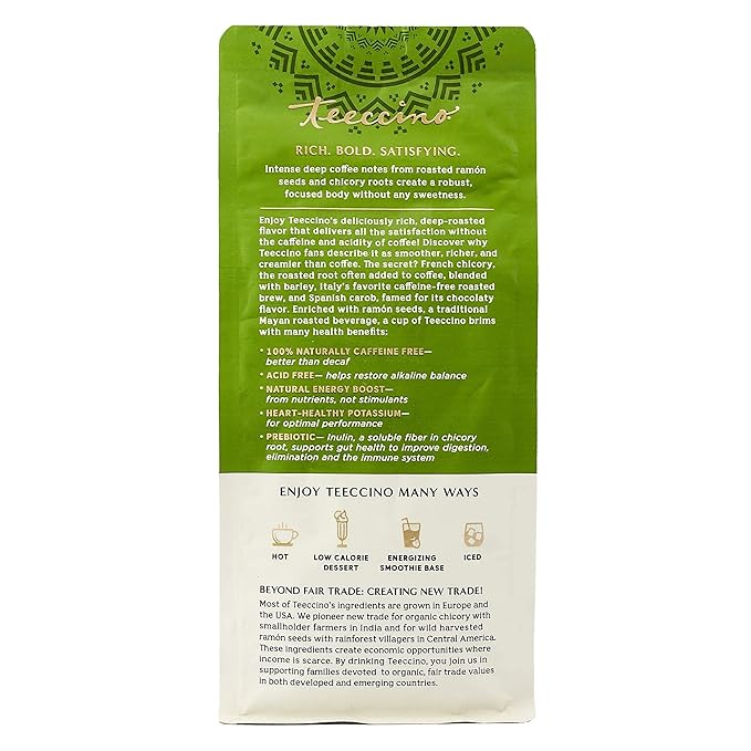 Teeccino Herbal Coffee Variety Pack - Vanilla Nut, French Roast, Maca Chocolaté - Ground Herbal Coffee That?™s Prebiotic, Caffeine-Free & Acid Free, Dark Roast, 11 Ounce (Pack of 3)