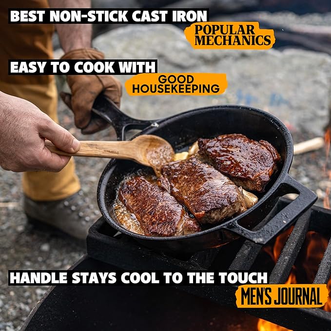 Stargazer 12-Inch Cast Iron Skillet | Made in USA, Seasoned, Premium Frying Pan for Grilling, Searing, Baking & More ??Durable Cast Iron with Smooth Cooking Surface