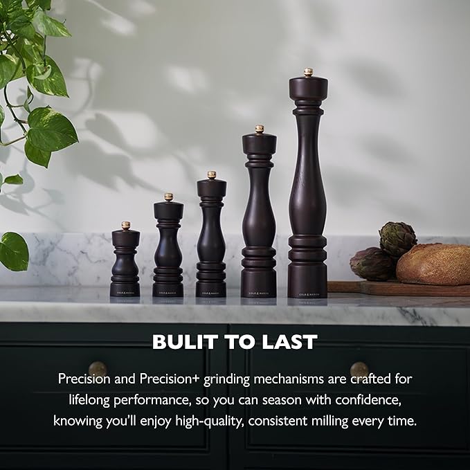 Cole & Mason London Refillable Spice Mill - Kitchen & Home Accessory - Table Black Pepper Grinder - Pepper Mill with Carbon Steel Mechanism - 7", Chocolate Wood