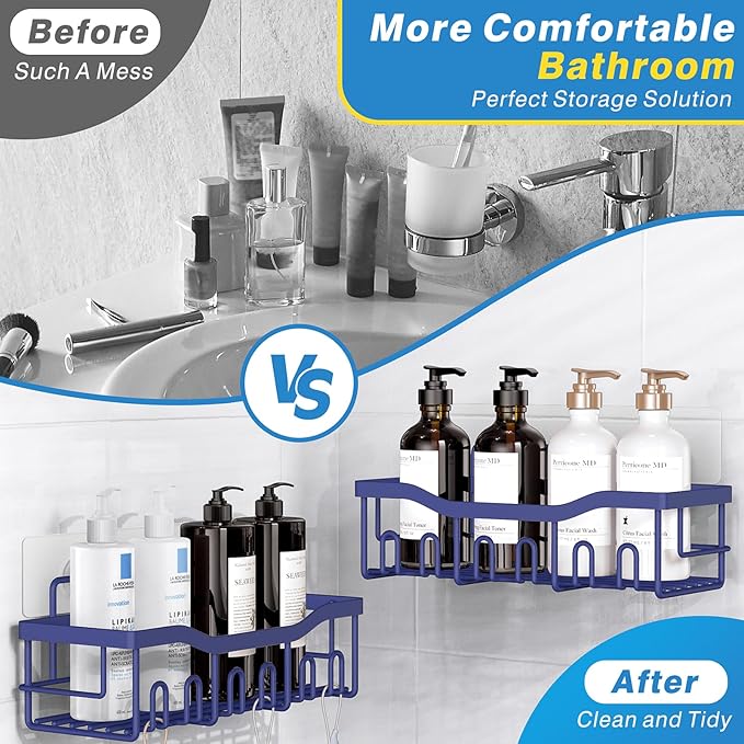 EUDELE 5-Pack Rustproof Stainless Steel Shower Caddy ??No Drill Adhesive Bathroom Organizer with Large Capacity, Spacious Shower Shelves for Inside Shower, Kitchen & Home Decor Storage-XL Size