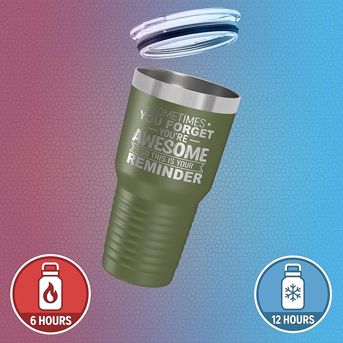 Spotted Dog Company Inspirational Tumbler, Inspirational Gifts for Men Dad Father Wife Sister Women, Birthday For Him Her, You?셱e Awesome Tumbler, Teacher Coworker Gifts 30oz Olive