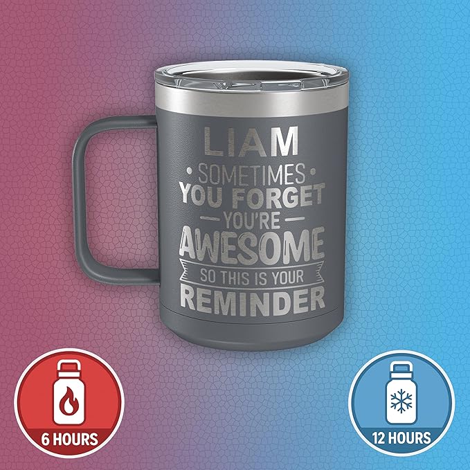 Personalized Inspirational Travel Coffee Mug, Inspirational Gifts for Men Dad Wife Sister Women, Custom Birthday For Him Her, Customized You?셱e Awesome Tumbler, Teacher Coworker Gifts 15oz Gray
