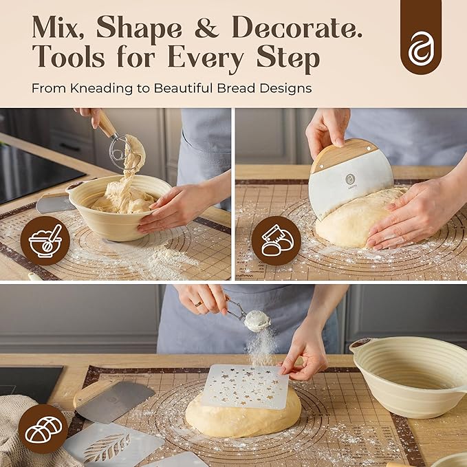 Sourdough Starter Kit with Dutch Oven and Scale - Complete Sourdough Kit with Proofing Baskets, 34oz Jar, Slings, and Other Premium Bread Making Tools - Perfect Baking Gifts for Women, Men, and Bakers