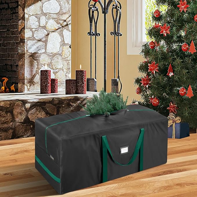BALEINE 7.5 ft Christmas Tree Storage Bag, Heavy Duty 900D Oxford Fabric with Reinforced Handles and Dual Zippers Wide Opening, Extra Large Storage Container for Trees and Decorations (Black)