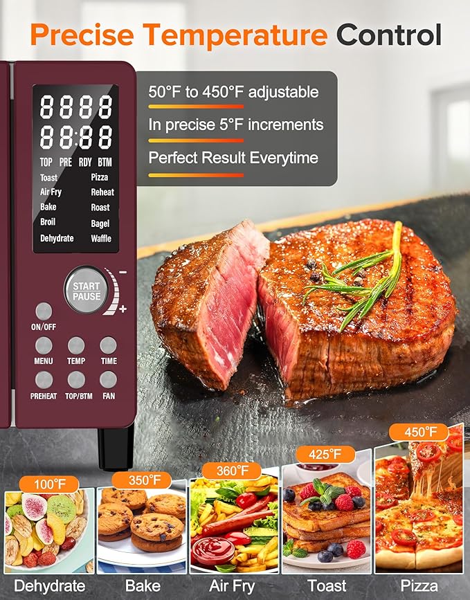 Nuwave Bravo Pro Smart Air Fryer Toaster Oven Combo, 10-in-1 Functions with Quicker & Even Crisp Technology, 1800W, 50-450째F, PFAS-Free, 21QT, Cinnamon