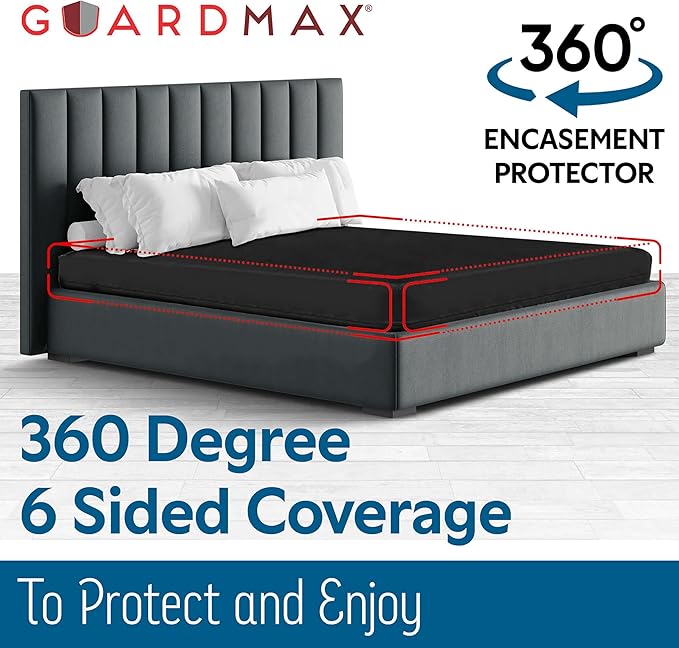 Guardmax Jersey Knitted RV Size Zippered Mattress Encasement - Waterproof & Bed Bug Proof Mattress Protector - Comfortable, Soft, and Noiseless Zippered Bedding - Dust Mite Proof (48 x 75 x 10)