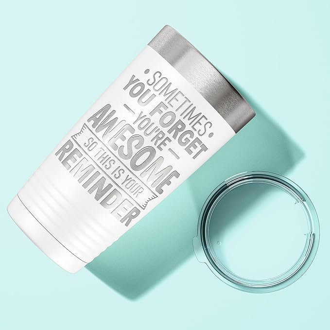 Spotted Dog Company Inspirational Tumbler, Inspirational Gifts for Men Dad Father Wife Sister Women, Birthday For Him Her, You?셱e Awesome Tumbler, Teacher Coworker Gifts 20oz White