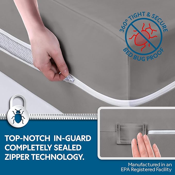 Guardmax Jersey Knitted Cot Size Zippered Mattress Encasement - Waterproof & Bed Bug Proof Mattress Protector - Comfortable, Soft, and Noiseless Zippered Bedding - Dust Mite Proof (33 x 75 x 10)