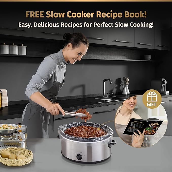 30 Pack Slow Cooker Liners ??Large 13??x 21??BPA-Free Crock Pot Bags ??Fits 3??0 Quart Round & Oval Cookers ??Disposable Crock Pot Liners for Effortless Home Cooking & Fast Clean Up, Bonus Recipe Book