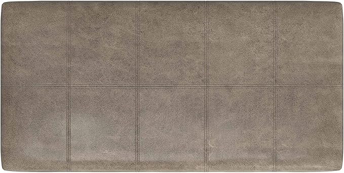 SIMPLIHOME Dover Storage Ottoman Bench - 36 inch Wide Upholstered Vegan Leather Rectangular Lift-Top Ottoman in Distressed Smoky Grey Brown, Contemporary Bench for Living Room with Safety Hinges