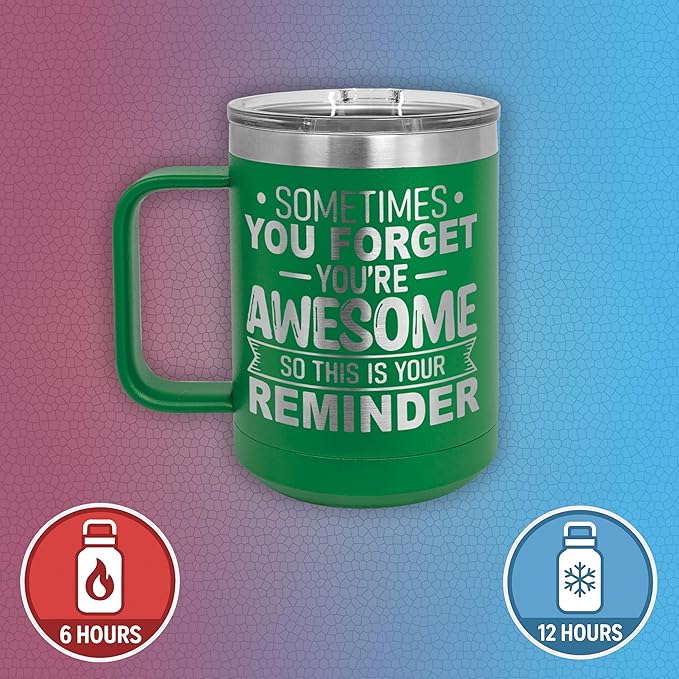 Spotted Dog Company Inspirational Travel Coffee Mug, Inspirational Gifts for Men Dad Father Wife Sister Women, Birthday For Him Her, You?셱e Awesome Tumbler, Teacher Coworker Gifts 15oz Green
