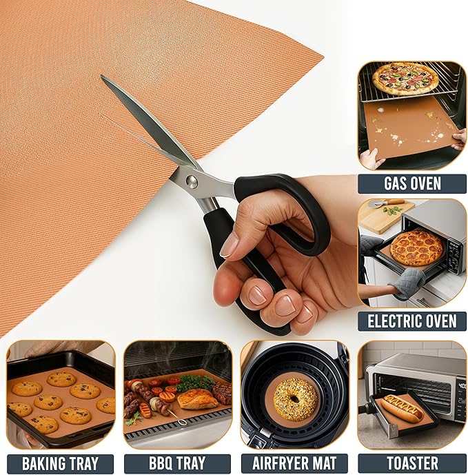 Non Stick Oven Liners for Bottom of Oven, 3 Pack Large Heavy Duty Mats, 17??x 25??BPA and PFOA Free Reusable Mat for Toaster Electric Gas Stove Microwave Charcoal or Gas Grills (Copper)
