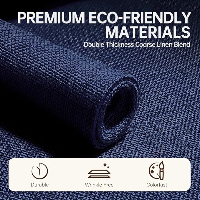 Blue Forest Placemats Set of 6, Dual-Layered Thickened Faux Linen Table Mats Heat Resistant Machine Washable Wrinkle Free Place Mats for Kitchen Dining Outdoor/Indoor (NavyBlue, Set of 6)