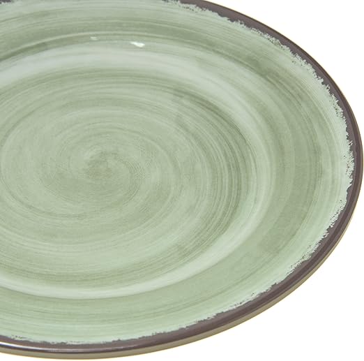 Carlisle FoodService Products Mingle Resuable Plastic Plate Appetizer Plate with Pottery Style for Home and Restaurant, Melamine, 7 Inches, Jade, (Pack of 12)