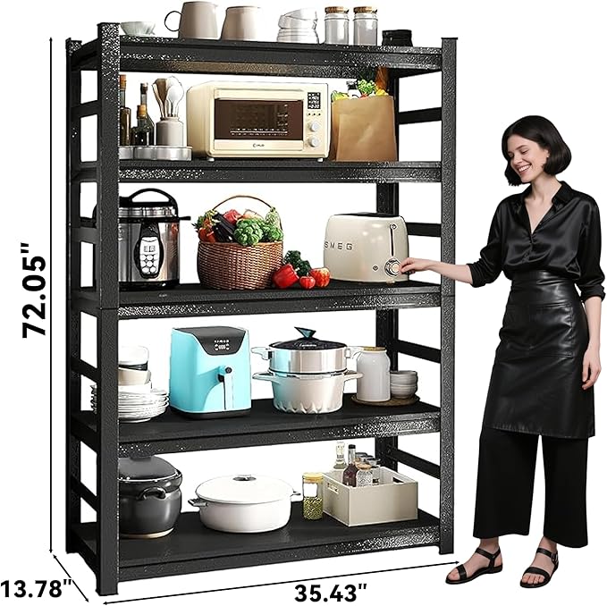Industrial Heavy Duty Kitchen Shelving - Load Capacity 2000LB, 72.05 ?쏻 x 35.43 ?쒭 x 13.78 "H, Adjustable Rust Resistant Shelves for Warehouses, Garages, Kitchens and Commercial Use