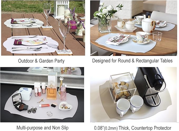 Rommy & Co. Premium Silicone Placemats, Set of 2 (Misty Blue)