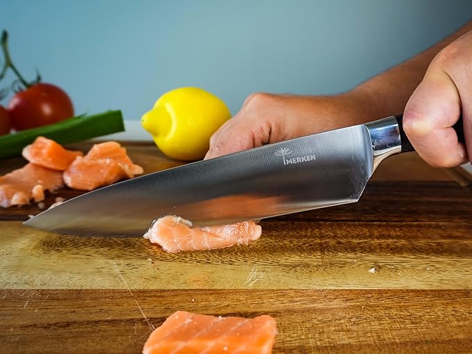 Kitchen Knife Set - 3 Pieces | Chef Knife Set | 8" Chef Knife, 5" Utility, 3.5" Paring | High Carbon Stainless Steel, Ultra Sharp Blades, Ergonomic Pakkawood Handles | Japanese Style Kitchen Knife