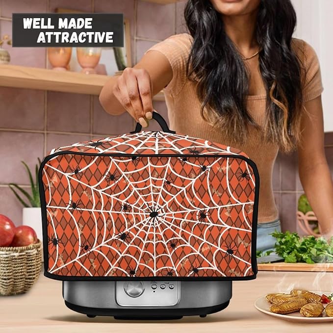 Halloween Slow Cooker Dust Cover Fits for Most 6-8 Quart Oval Slow Cooker Dust Protection Crock Pot Covers Portable for Family Gathering Potluck Easy to Install Washable