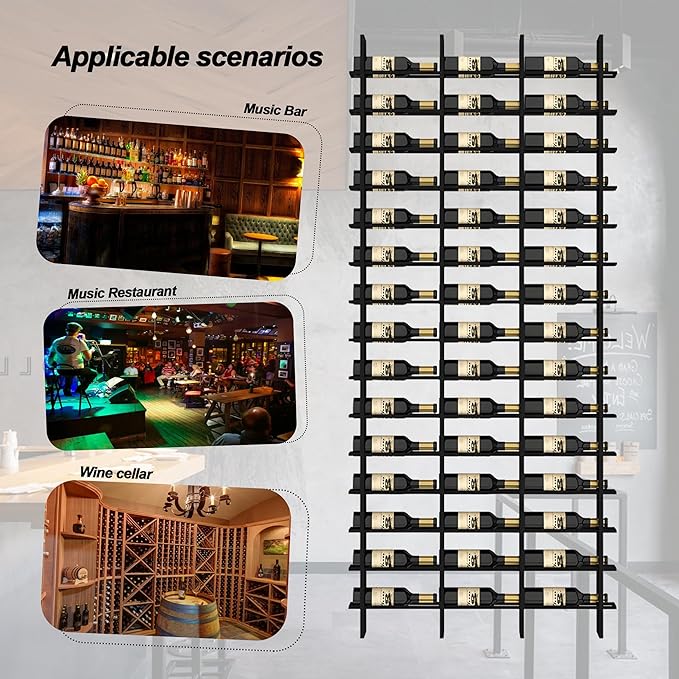 Large Wall Mount Wine Rack, 16 Tier 80 Bottle Wine Storage Organizer Display Holder, Modern Metal Wine Storage for Wine Cellars, Home Bars, Kitchens, and Dining Rooms