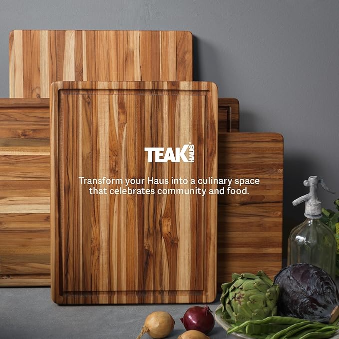 Teakhaus Cutting Board - Large (L) Wood Cutting Board with Grip Handles - Holiday Gift Ideas for Men and Women - Gift-Ready, Reversible, Edge Grain Wood, Knife Friendly - FSC Certified