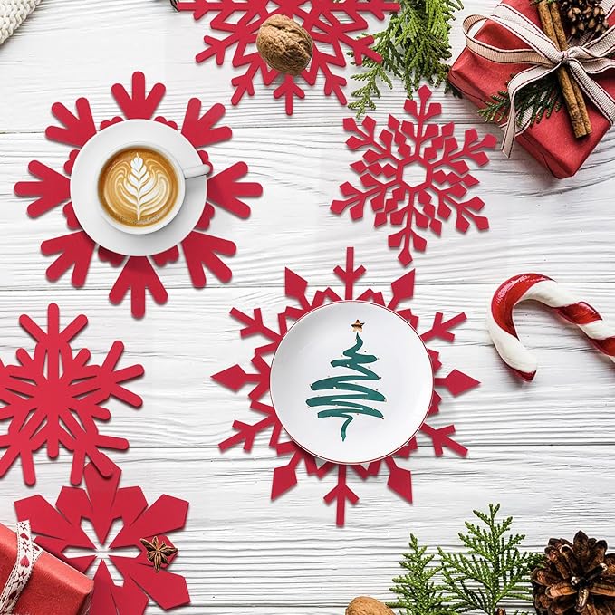 20 Pcs Christmas Felt Pot and Pan Protectors Larger & Thicker Xmas Decoration Pot Separators Pads 9/12/14/16 Inch for Stacking and Protecting Glassware, Cookware and More (Snowflake)