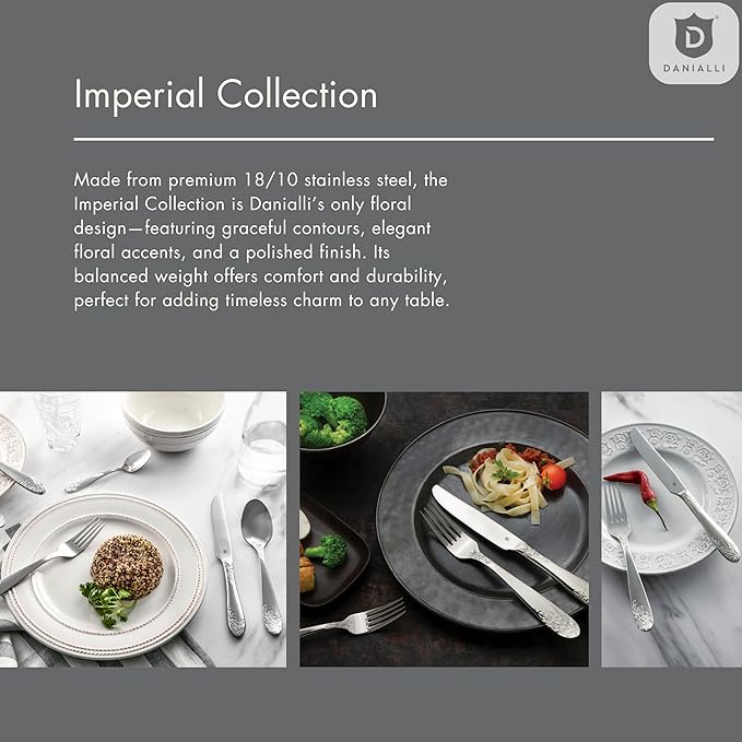 Modern Silverware Set, 18/10 Stainless Steel Flatware, Mirror Finish, Dishwasher Safe, Elegant Cutlery for Home and Dining, Built to Last (80-Piece, Imperial)