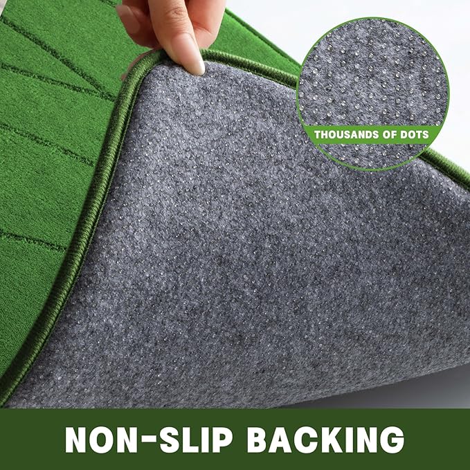 YIHOUSE Memory Foam Bathroom Rug Sets 2 Piece, Ultra Absorbent Bath Mat for Bathroom - Non-Slip Machine Washable & Dry Quickly, 2 Piece Bathroom Mat Set (Glass Green, 2 Pieces)