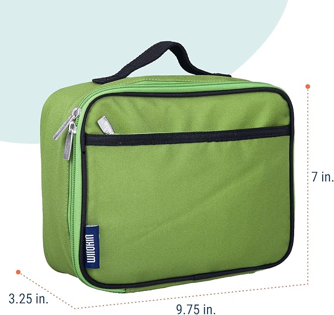 Wildkin Kids Insulated Lunch Box ??Durable and Reusable for School & Travel - Parrot Green