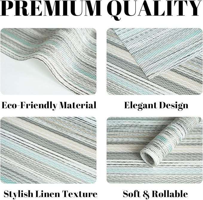 SUMYMERY Placemats Set of 8 Vinyl/Plastic Woven Place Mats for Kitchen Table Indoor/Outdoor Washable Placemat Wipeable Dining Table Mats (Turquoise,8)