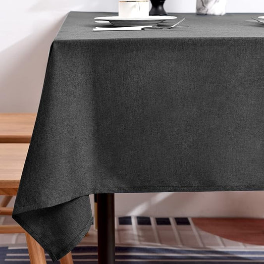 BALCONY & FALCON Table Cloth for 6 Foot Rectangle Tables ??Waterproof, Wrinkle-Free Farmhouse Tablecloth for Dining, Kitchen, Wedding, Baby Shower & Holiday Gatherings (Dark Gray, 55" x 95")