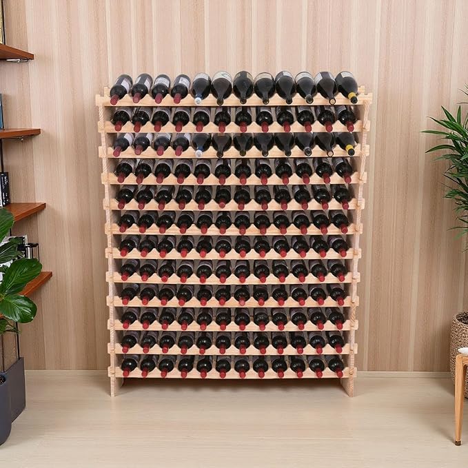 Wine Rack freestanding Floor Cabinet 144bottle Wood Stackable Storage Modular Wine Holder Display Shelves ﻿