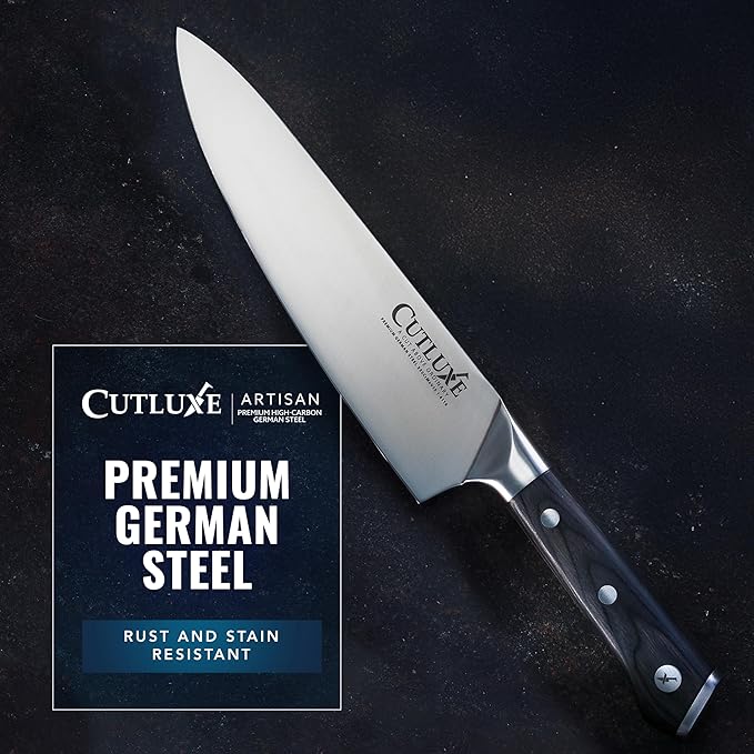 Cutluxe Chef Knife Set, 7 PCS Professional Chef's Knife Set ??Razor Sharp German Steel, Full Tang, Ergonomic Handles ??Artisan Series