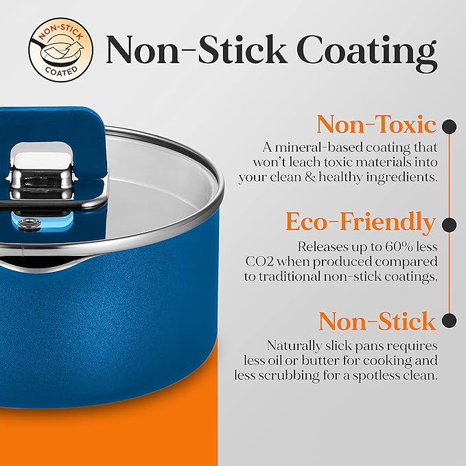NutriChef Kitchenware Cookware, Non-Stick Pans, and Pots with foldable Knob, Space Saving, Stackable, Nylon -Tools, Induction Base, Brown, 17-Pc Set