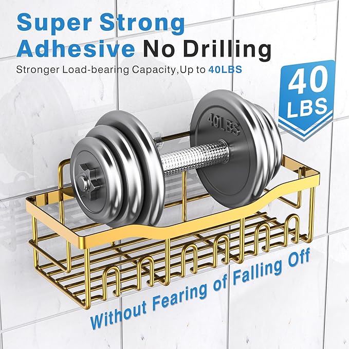 EUDELE 5-Pack Rustproof Stainless Steel Shower Caddy ??No Drill Adhesive Bathroom Organizer with Large Capacity, Spacious Shower Shelves for Inside Shower, Kitchen & Home Decor Storage-XL Size