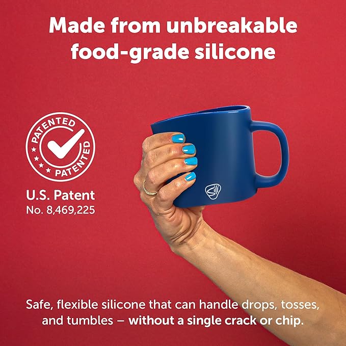 Silipint 16oz Silicone Coffee Mug ??Unbreakable Dishwasher Safe Microwave Oven & Freezer Compatible Travel Mug ??Non-Toxic Reusable Cup for Hot Coffee Tea or Cold Drinks (Classic Blue)