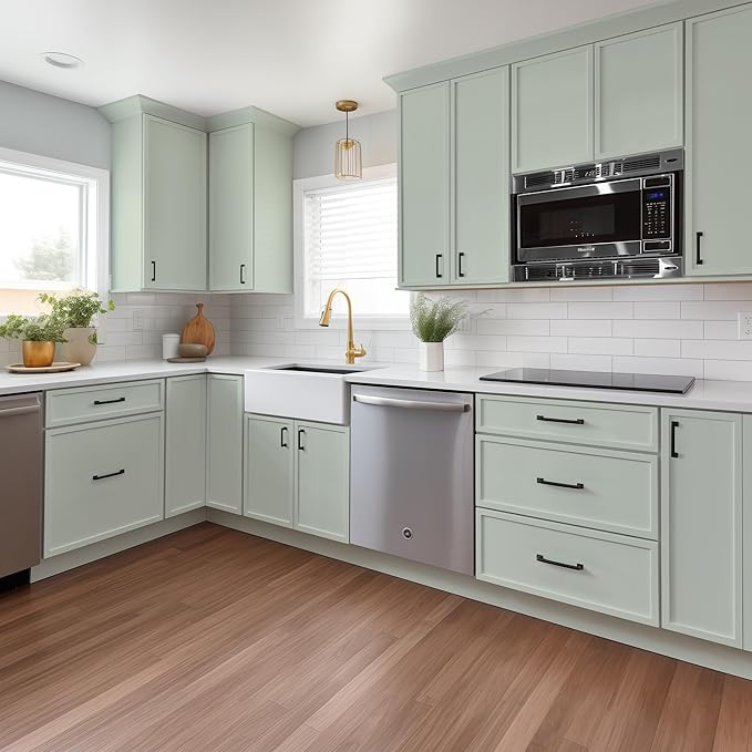 Solid Wood RTA Wall Microwave Open Shelves Cabinet With 2 Doors - Kitchen Pantry Storage Stand (Newtown Jade Green, 30"W24"D42"H)