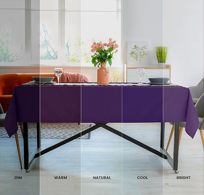 Utopia Kitchen Rectangle Table Cloth 2 Pack(60x102 Inches, Purple), Tablecloth Machine Washable, Polyester Table Cover for Dining, Buffet Parties, Picnics, Events, Weddings and Restaurants