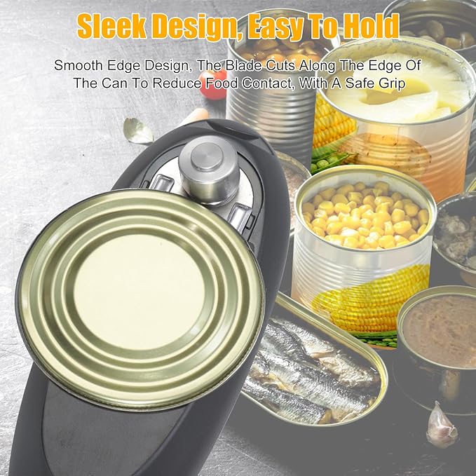 Electric Can Opener,Auto Can Opener,One-Touch Can Opener,Smooth Edge,Hands Free,Food Safety,Automatic Kitchen Gadget,Battery Operated,Opens Almost Any Cans