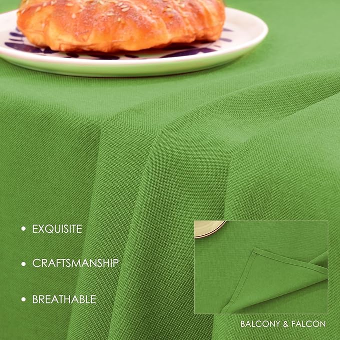 BALCONY & FALCON Table Cloth for 6 Foot Rectangle Tables ??Waterproof, Wrinkle-Free Farmhouse Tablecloth for Dining, Kitchen, Wedding, Baby Shower & Holiday Gatherings (Apple Green, 57" x 118")
