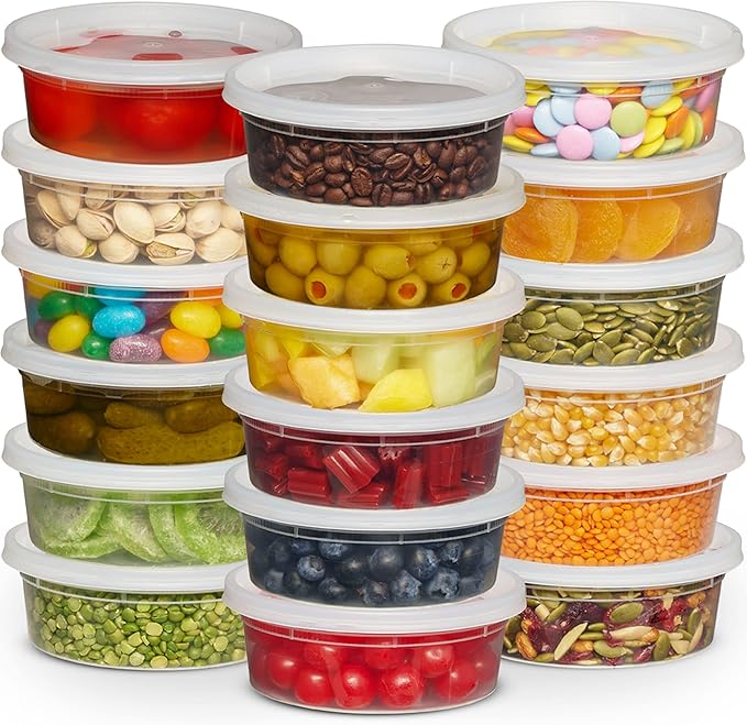 JoyServe Deli Food Containers with Lids - 8 oz 180 Sets- Ideal for Food, Snacks, Takeout, Meal Prep - 1 Cup Small Durable Clear Containers for Food - Stackable and Durable, Dishwasher & Microwave Safe