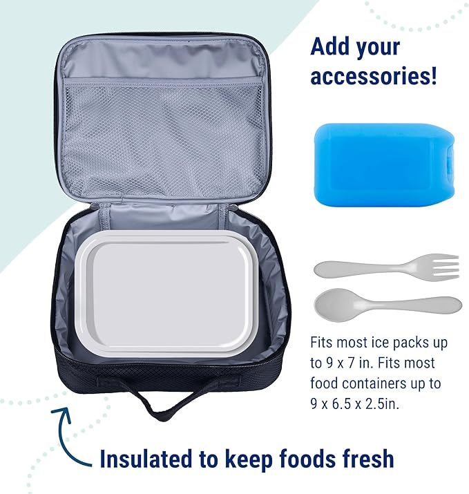 Wildkin Kids Insulated Lunch Box ??Durable and Reusable for School & Travel - Rip-Stop Black